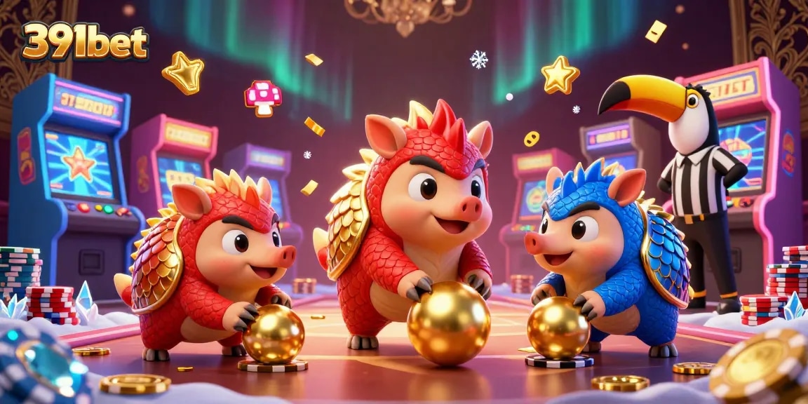 Engage with thrilling 391bet casino action as pangolins play in a vibrant gaming scene filled with excitement.