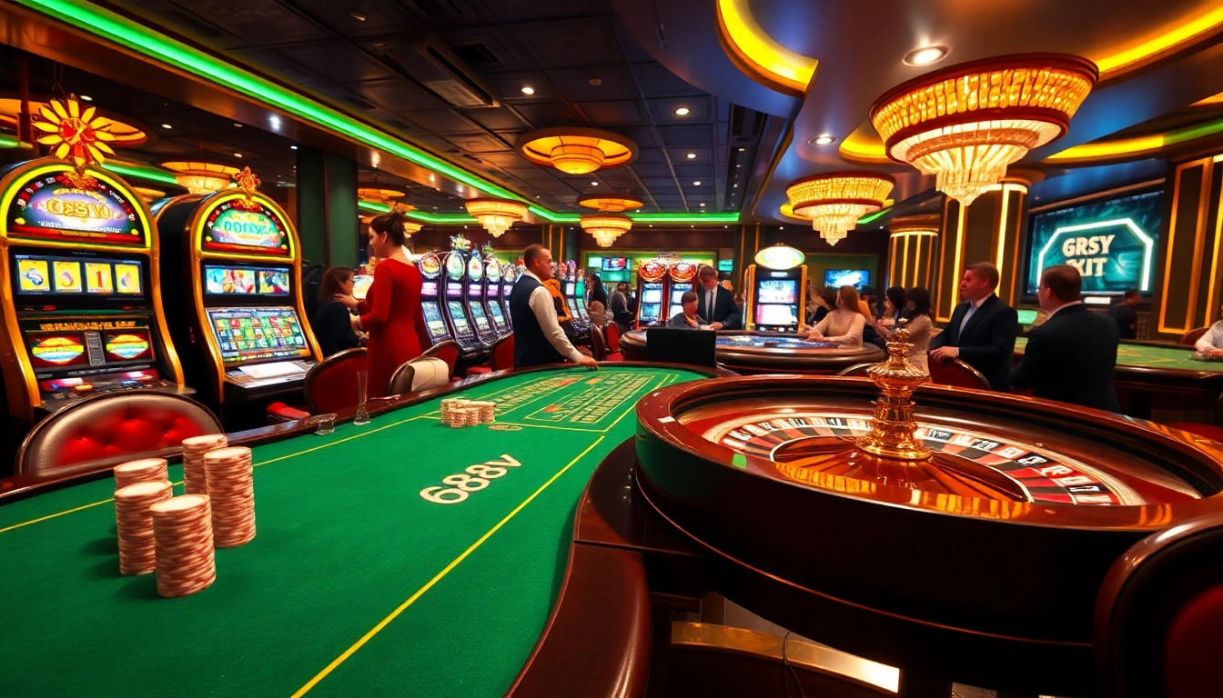 Exciting gameplay at 688v casino with vibrant tables and enthusiastic players.