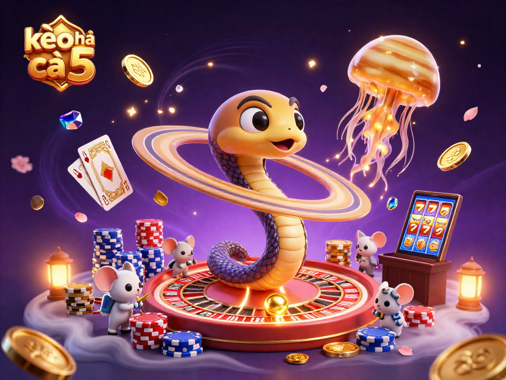 Experience kèo nhà cái 5 with a cosmic casino scene packed with playful astronauts and dazzling elements.