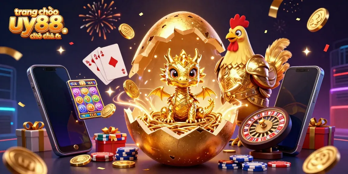 Join the excitement at trang chủ uy88.com chính thức with a dazzling scene of a golden dragon and poker chips.