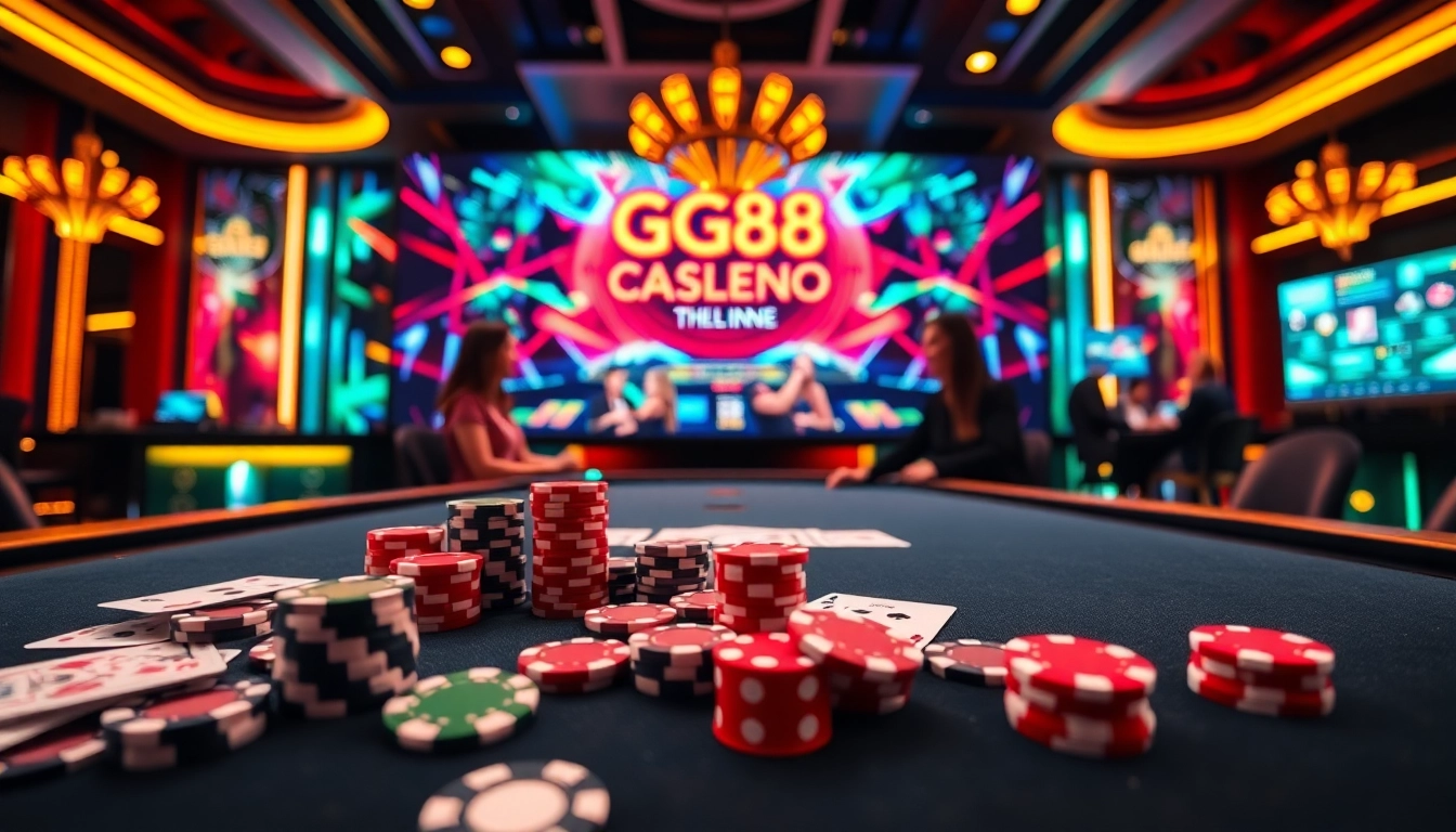 Engaging scene of gg88 login mobile with immersive online gambling elements in a luxurious setting.