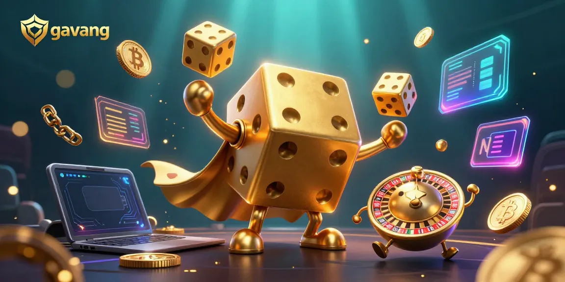 Engaging view of a golden dice golem juggling dice, showcasing Crypto and gambling elements, for gabang enthusiasts.
