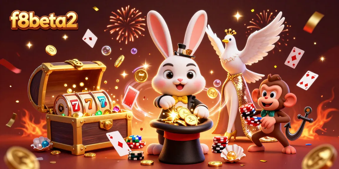 Experience thrilling gaming action with f8beta2's lively casino illustration featuring magical characters.