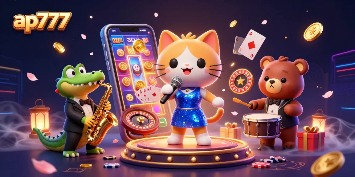 Jogue jogos emocionantes no ap777 com nossa ilustração colorida de cassino que apresenta personagens divertidos!