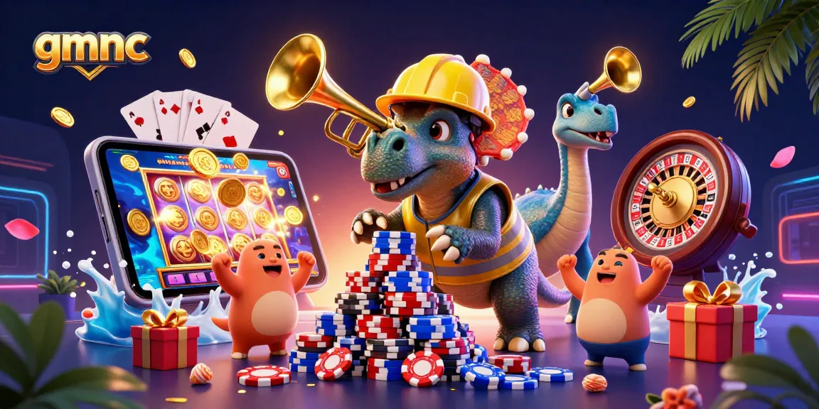 Experience exciting gaming dynamics with gmnc as the triceratops and friends build chips and celebrate wins.