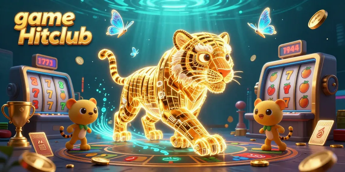 Join the excitement of game Hitclub with dynamic slots and golden tigers in this vibrant casino scene.