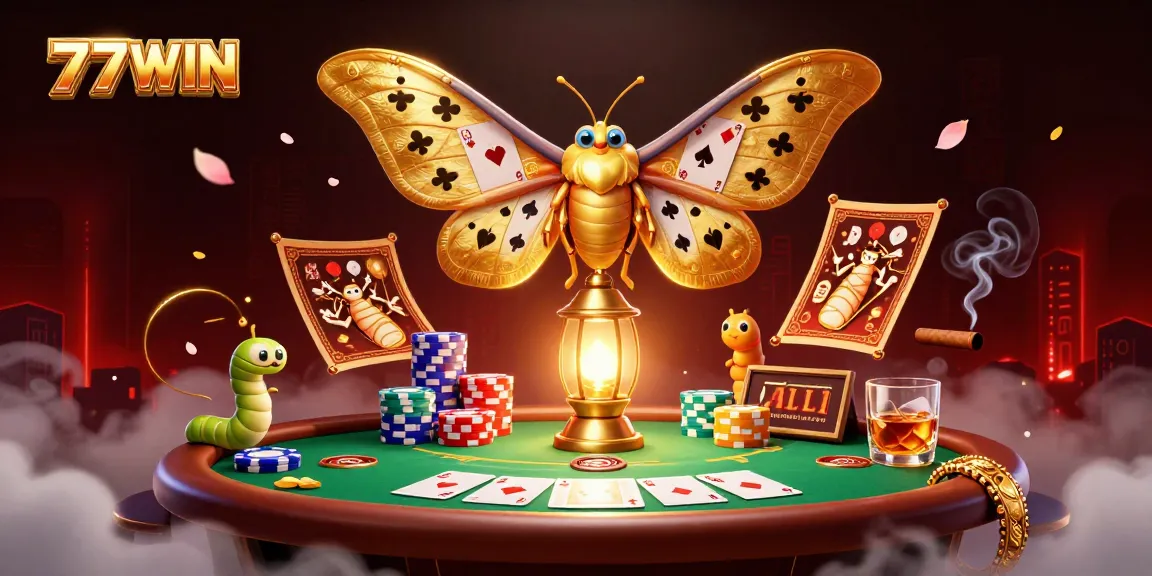 Engage with 777WIN's thrilling online casino experience featuring vibrant 3D elements of poker and golden motifs.