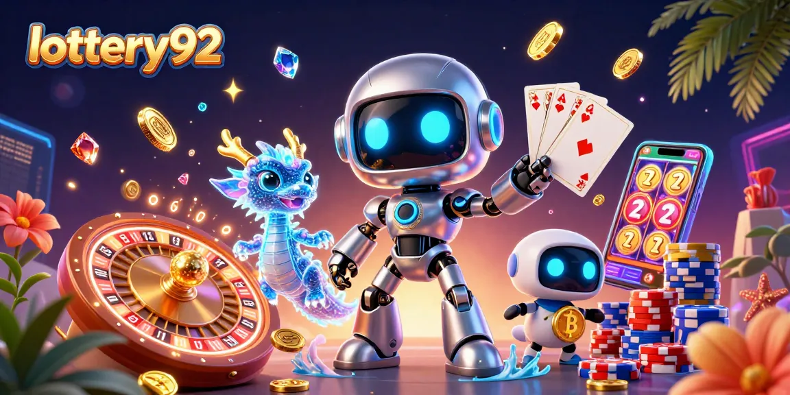 Engage in lottery92 excitement with vibrant 3D illustration showcasing dynamic gaming elements and energetic characters.
