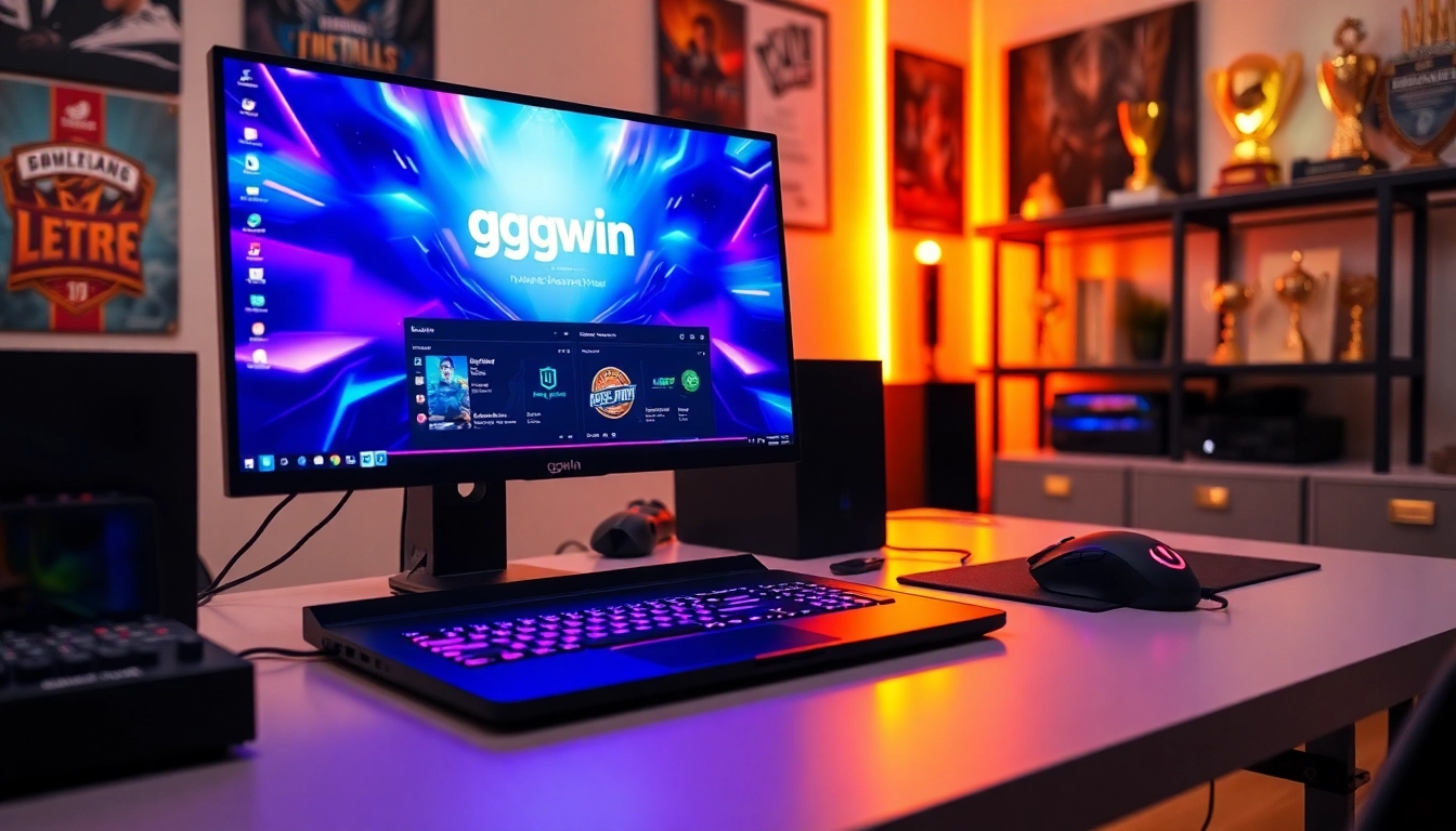 Experience ggwin's online gaming features on a dynamic gaming setup with vibrant RGB lighting.