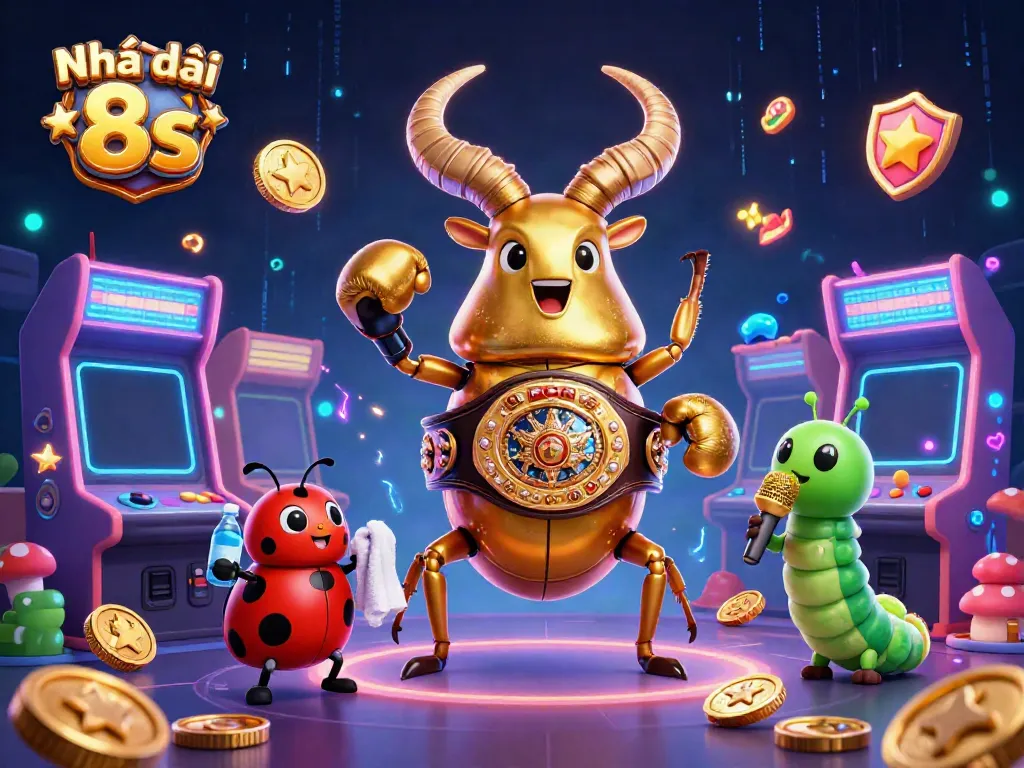 Experience the excitement at Nhà cái 8s with this vibrant 3D casino-themed illustration.