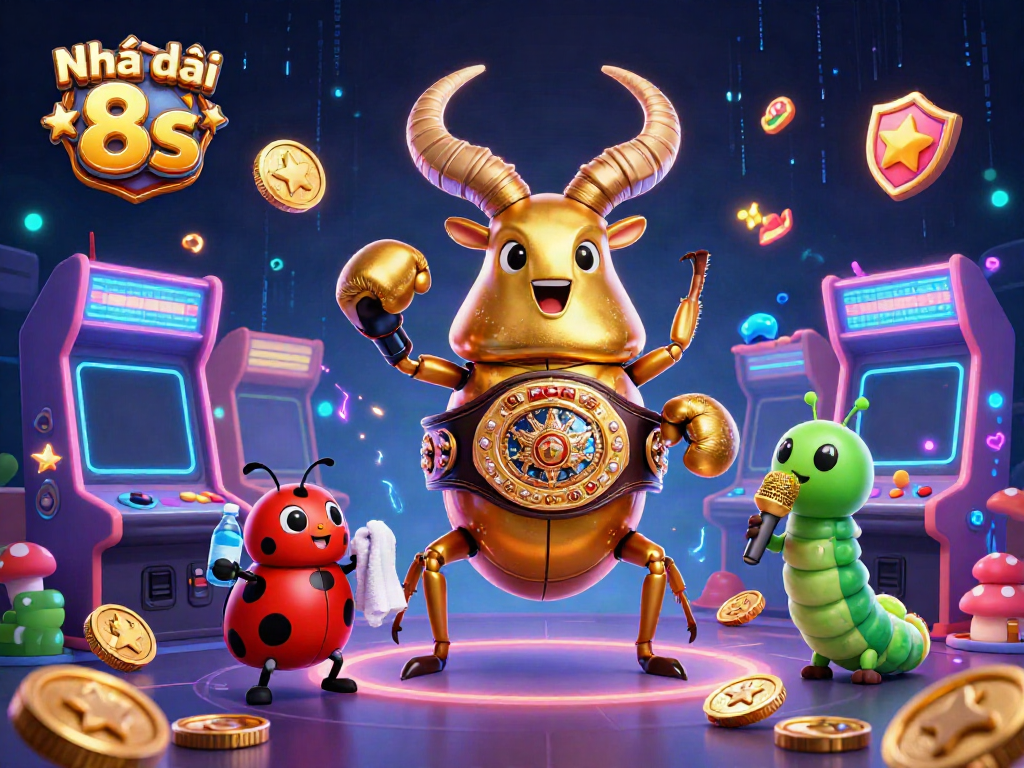 Experience the excitement at Nhà cái 8s with this vibrant 3D casino-themed illustration.