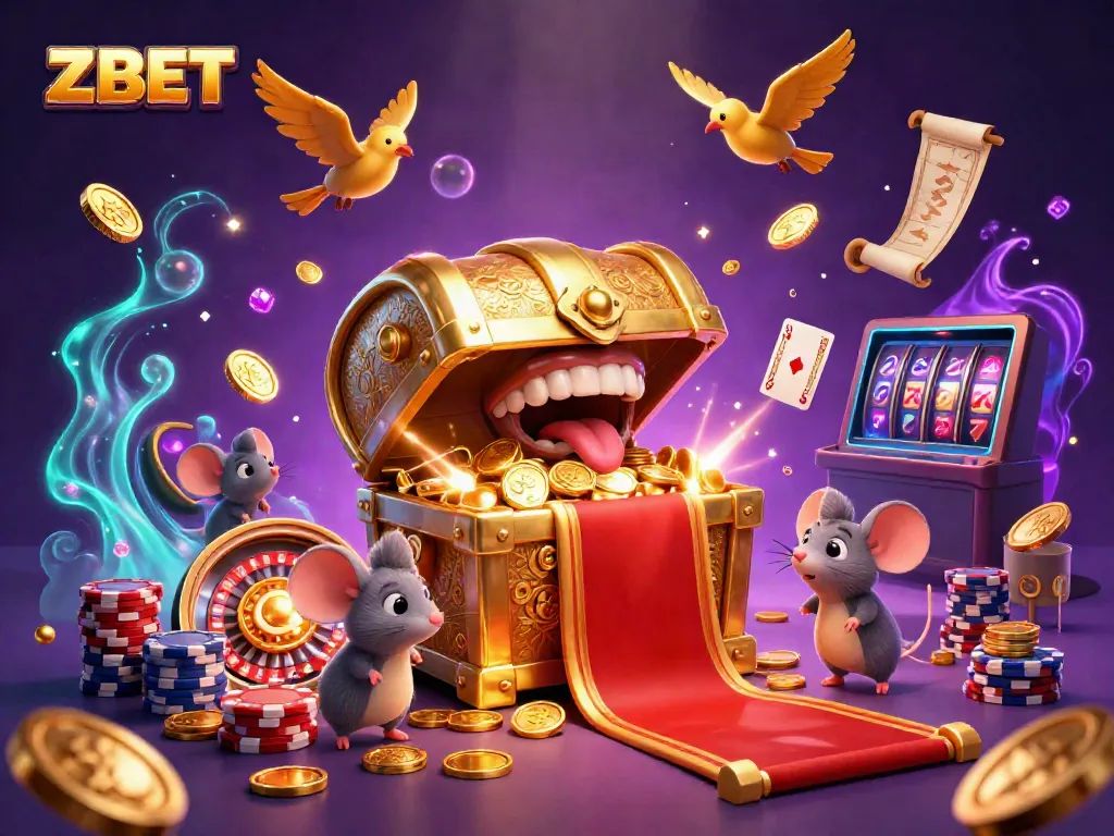 Experience the thrill of ZBET with a vibrant scene of treasure and adventure in this 3D illustration.