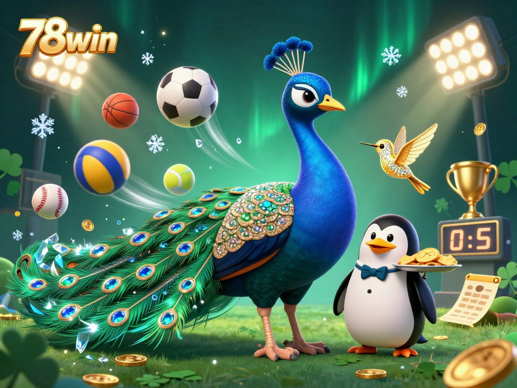 Try your luck with 78win through this vibrant gambling scene filled with excitement and dynamic sports elements.
