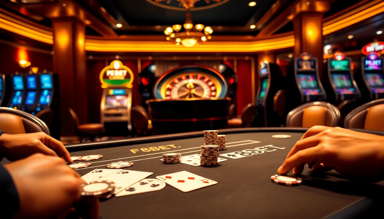 F8BET poker table scene with vibrant chips and cards, highlighting strategic gambling excitement.