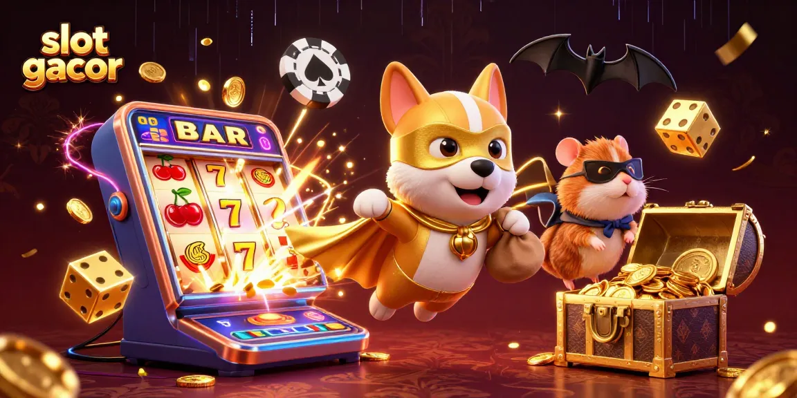 Experience the excitement of slot gacor with dynamic characters and a jackpot explosion in a vibrant casino scene.
