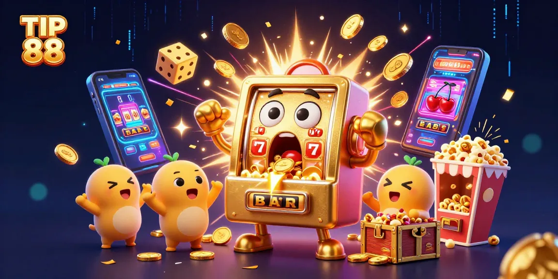 Engage with TIP 88's dazzling slot scene filled with jackpots and casino symbols.