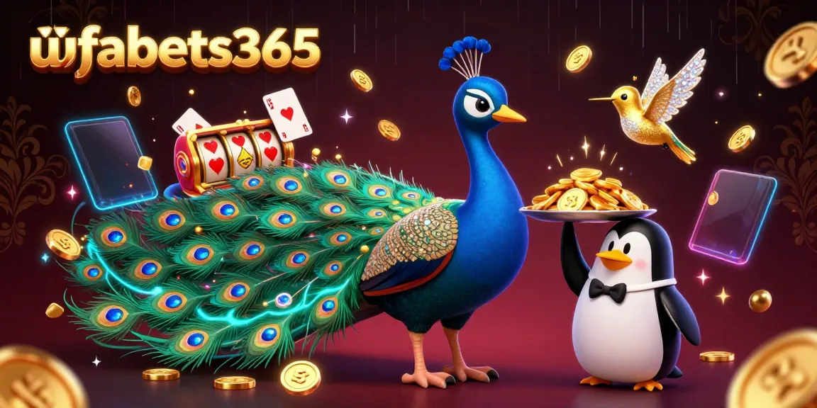 Experience the vibrant gaming scene at ufabets365 with a dazzling 3D illustration featuring colorful characters and dynamic elements.
