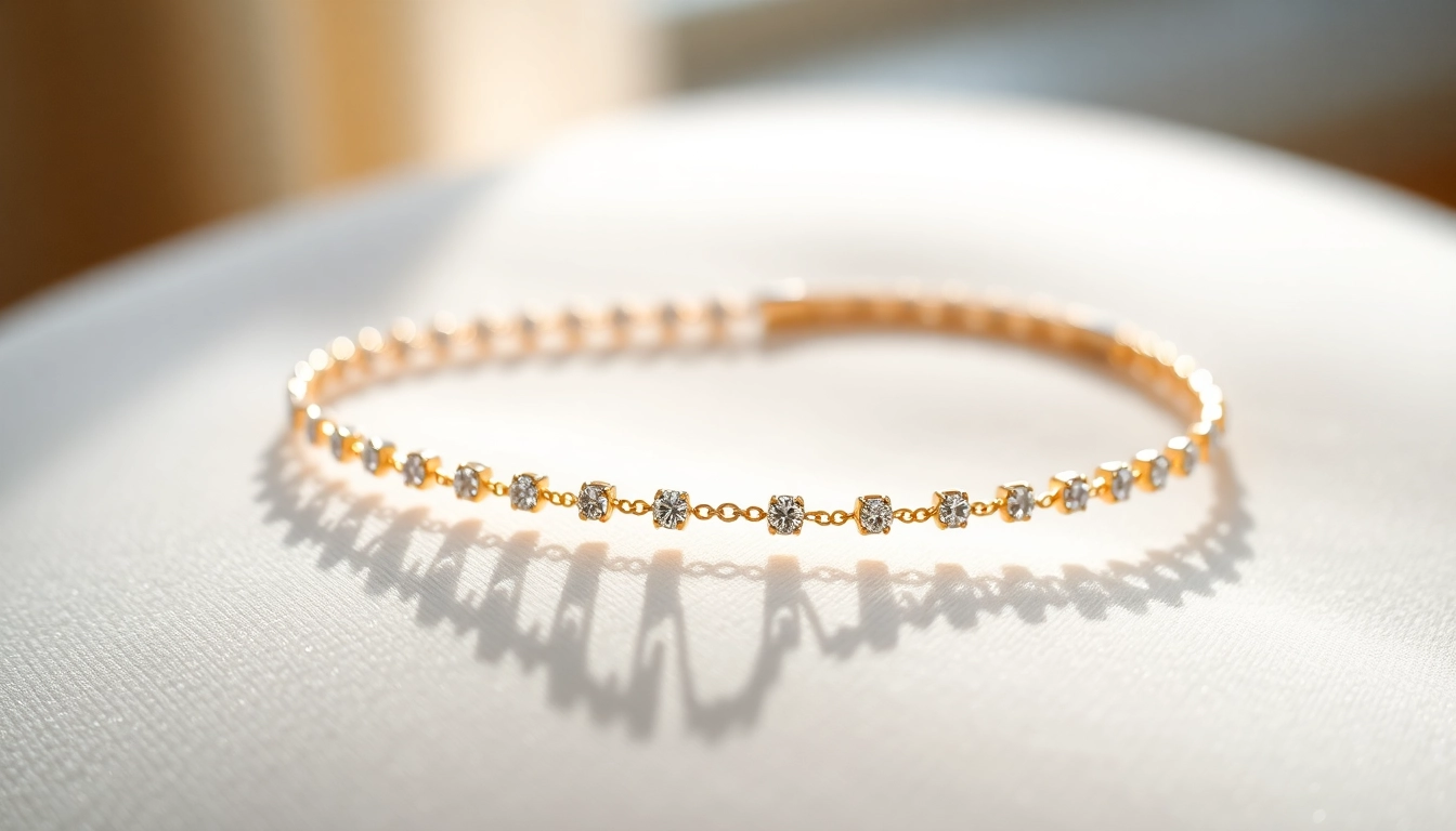 Examine a beautiful Diamond by the yard bracelet glistening in natural light on velvet for a luxurious presentation.