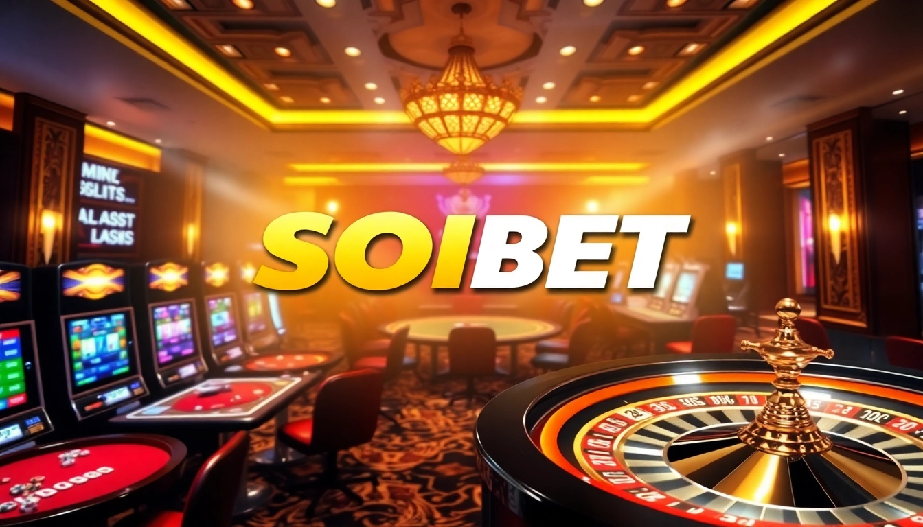 Enjoying an exciting game at SOIBET casino with vibrant tables and slot machines.