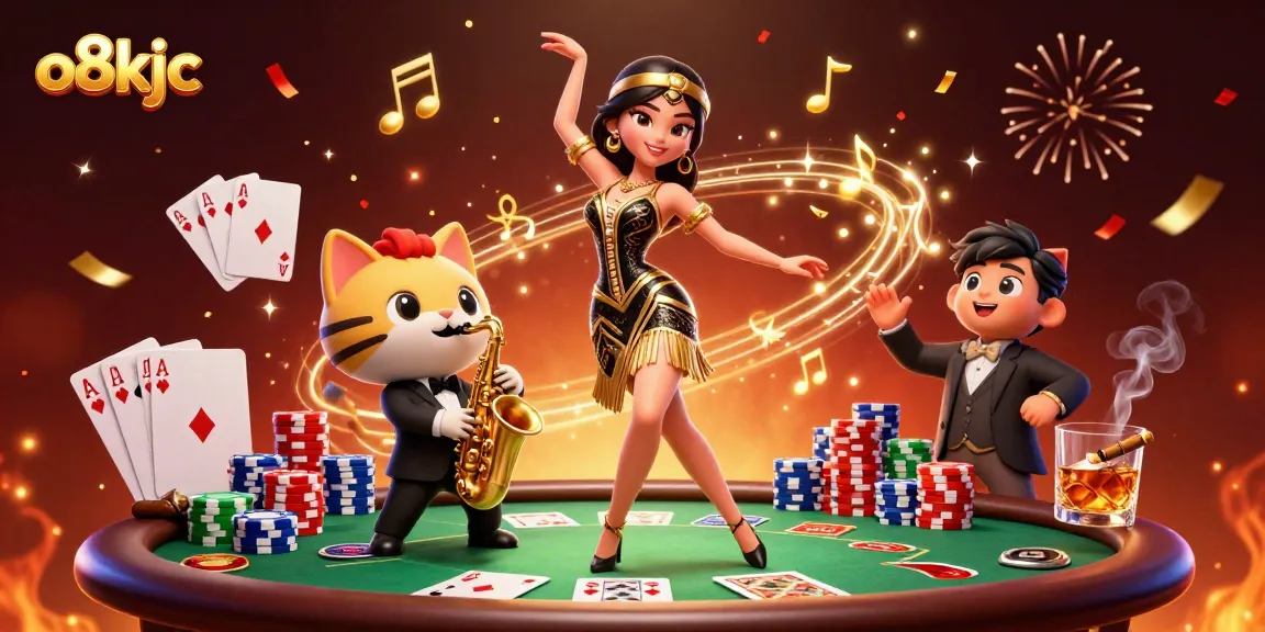 Play exciting casino games like o8kjc with vibrant 3D illustration showcasing dynamic characters and elements.