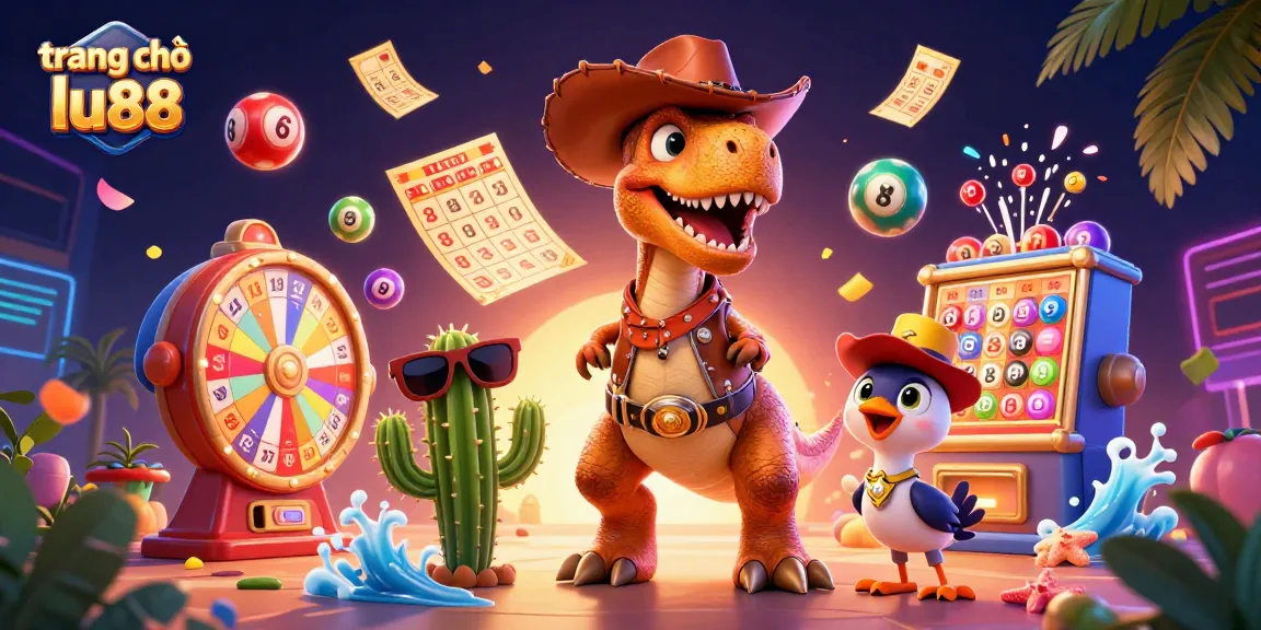 Engage in exciting gaming at trang chủ lu88 featuring vibrant lottery scenes with colorful balls and dynamic characters.