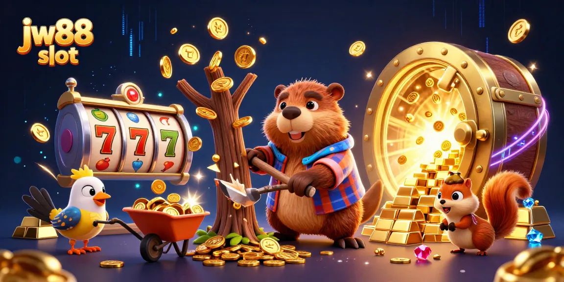Spin the reels and win big with jw88 slot in this gold-filled casino scene.