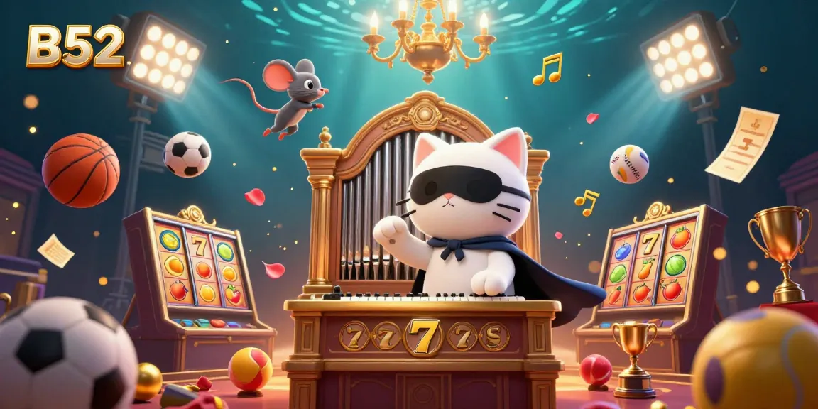 B52 casino players win big with exciting slot games and lively 3D characters in a dynamic illustration.