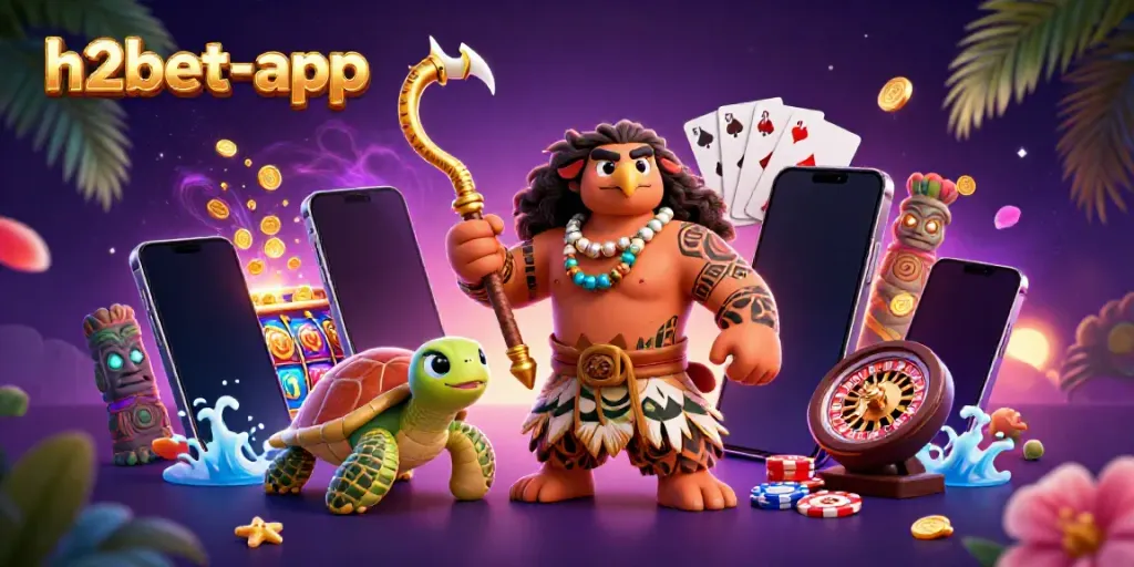 Engage with h2bet-app's thrilling slots and dynamic gaming experience, featuring lively characters.