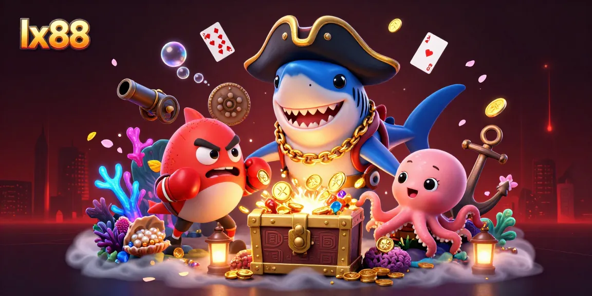 Experience thrilling adventures with lx88 as a pirate shark, pufferfish, and octopus celebrate underwater riches.