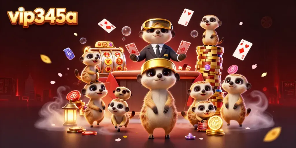 Engage in thrilling gameplay at vip345a with meerkats managing a lively casino atmosphere.