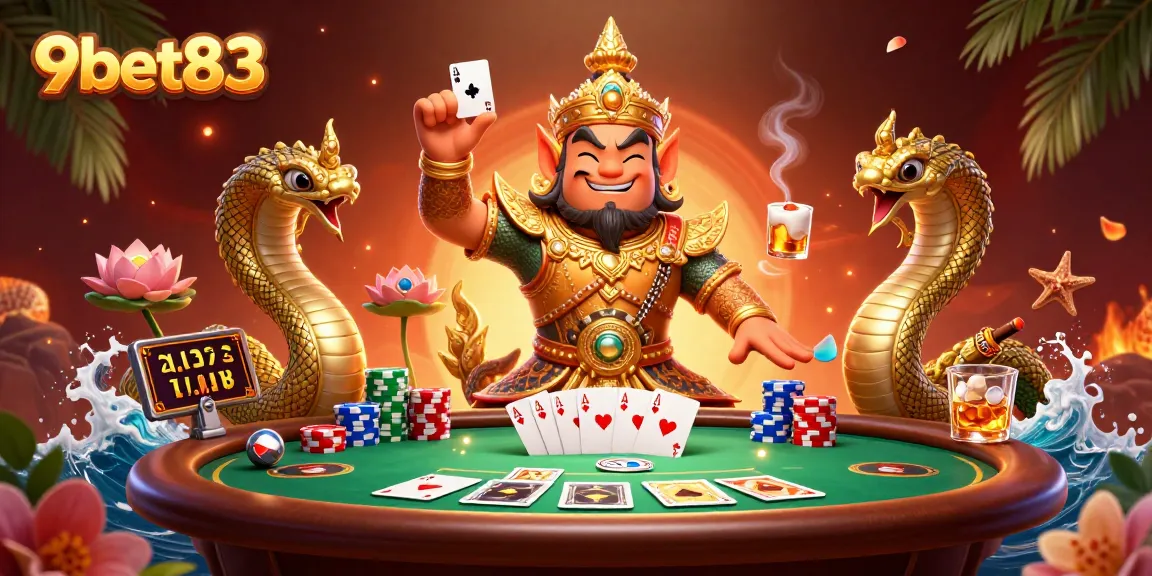 Experience thrilling gameplay at 9bet83 with a vibrant poker scene featuring mythical guardians.