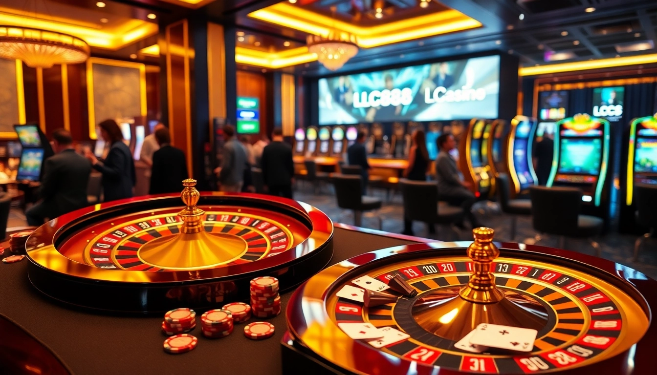 Play casino games at LC88 with vibrant gaming elements creating excitement.