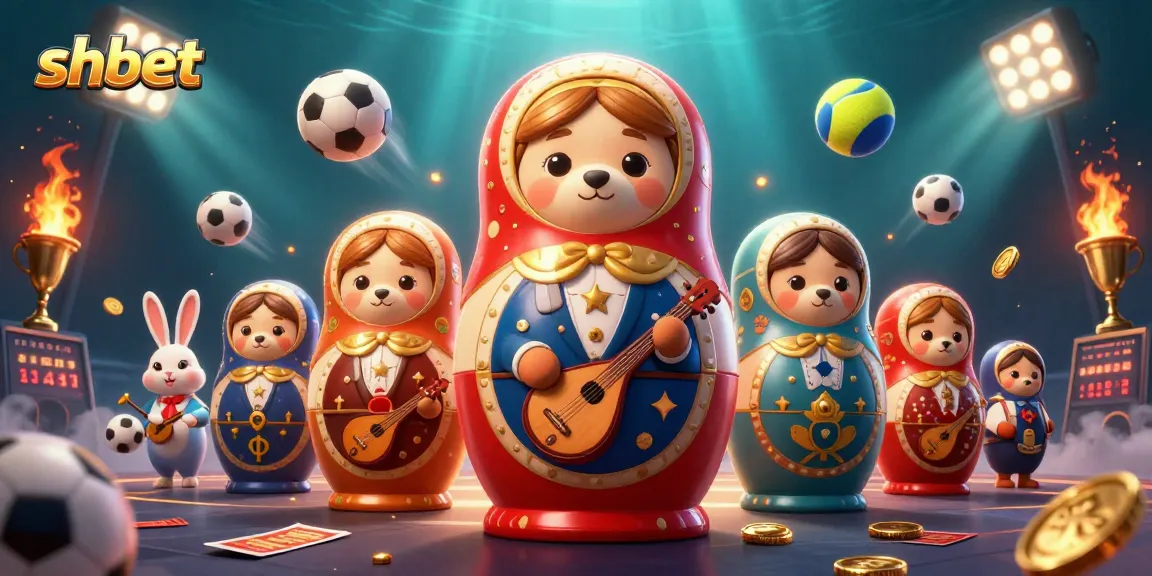 Engage with shbet's dynamic casino scene featuring Matryoshka bear dealers and vibrant sports action.