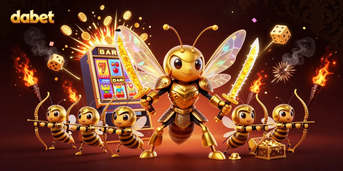dabet players winning big at a vibrant casino scene with golden hornet samurai and slots.