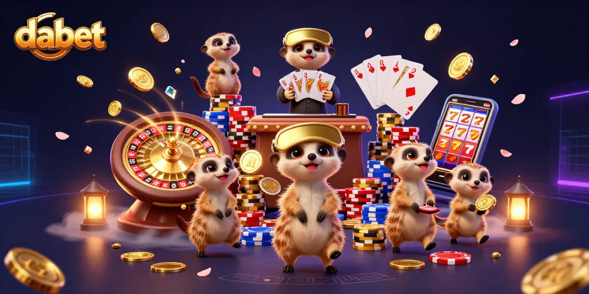 Dabet's lively meerkat casino scene featuring engaging game elements and vivid action.