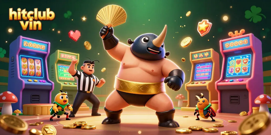 Engage in the excitement of hitclub vin with a thrilling sumo champion scene, rich in casino-themed elements.