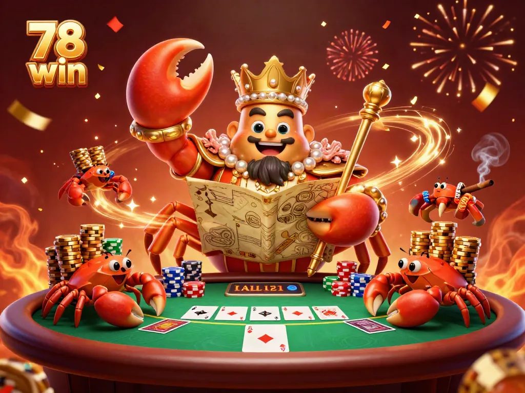 Experience the thrill of 78 win poker with a golden crab emperor leading the game