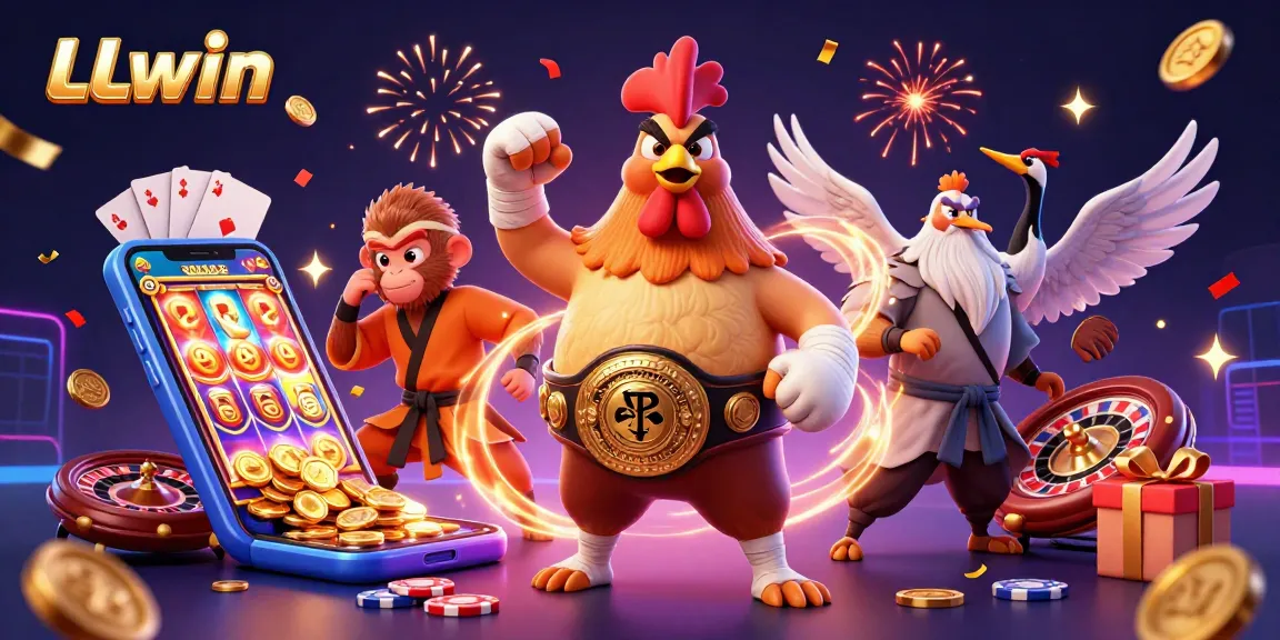 Experience thrilling gaming action at LLwin with vibrant characters and dynamic casino elements.