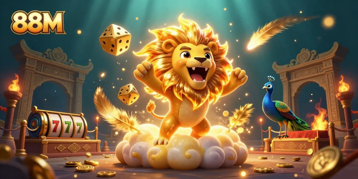 Experience thrilling gameplay at 88M with a dynamic casino scene filled with golden elements and excitement.