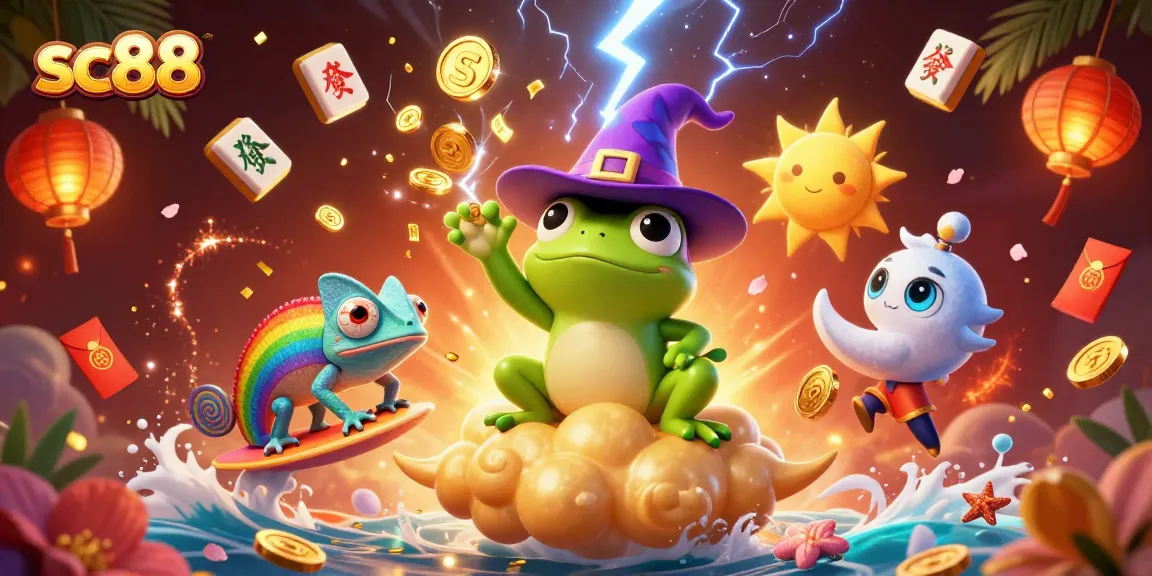 sc88 gamblers engaging with a vibrant 3D illustration showcasing treasure and excitement.