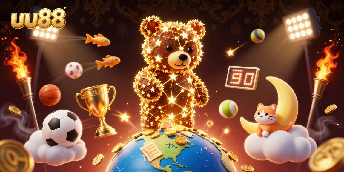 uu88 players scoop up coins in a vibrant casino-themed scene filled with dynamic sports elements.