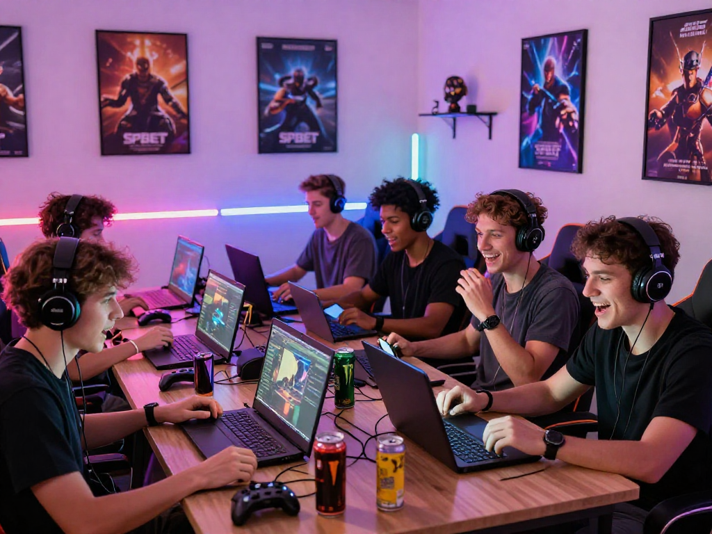 Jogadores se divertindo na SPBET com depósitos via PIX e bônus, ambiente animado.