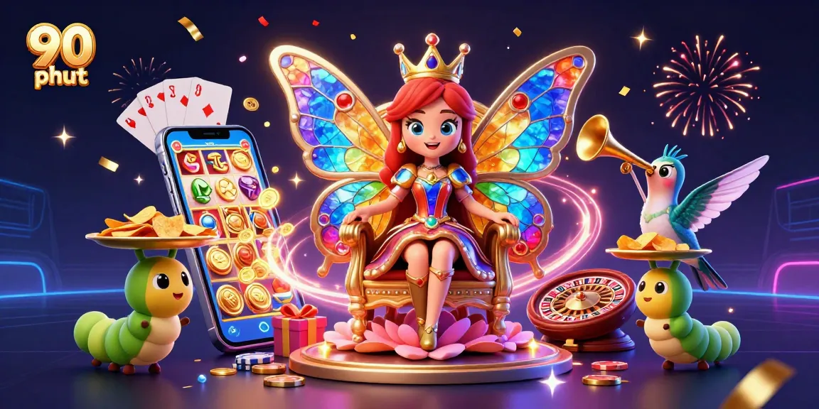Betting on 90 phut enhances your gameplay experience with vibrant 3D illustration of casino elements.