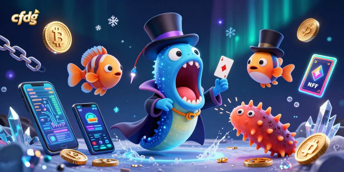 Engage with cfdg's exciting game elements as the eel astounds with card tricks in a vibrant scene.