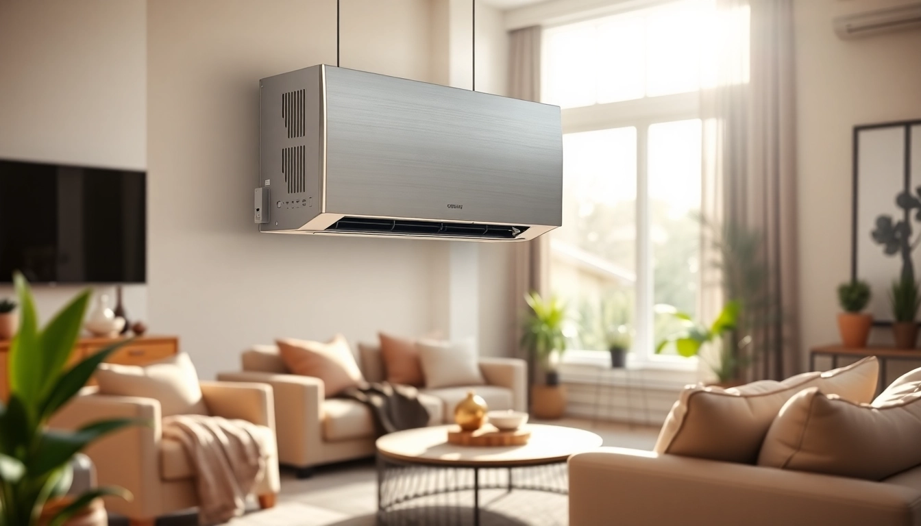 Install a mini split ac in a stylish living room with modern decor and natural light.