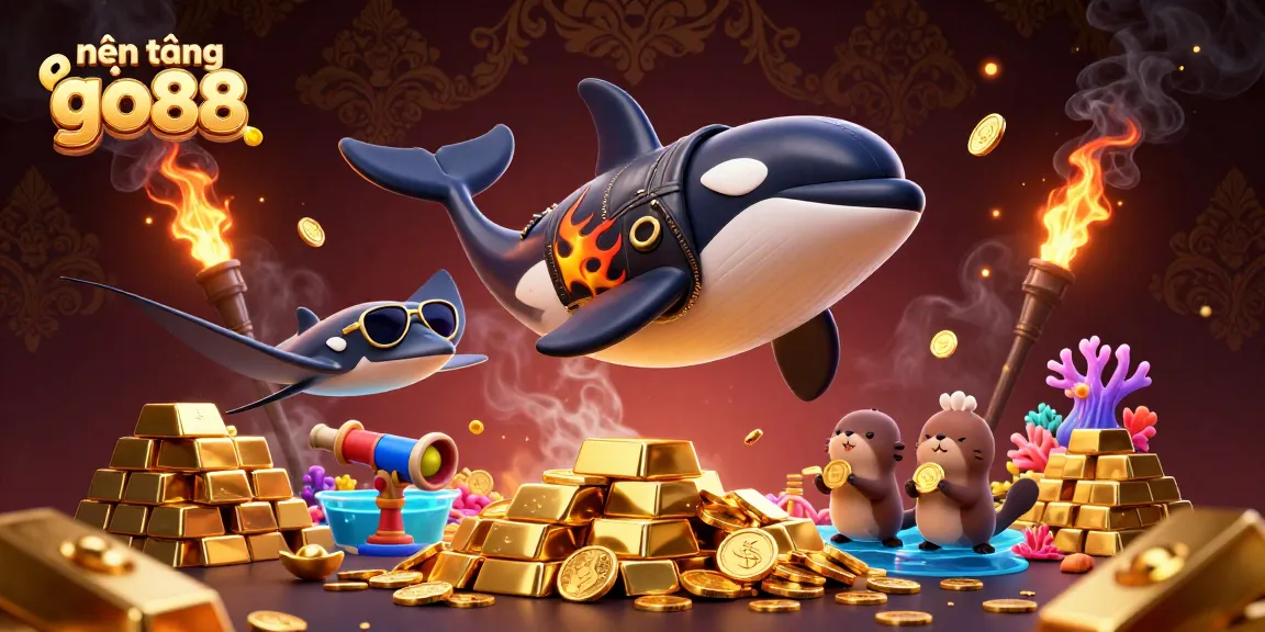 Immerse in the underwater bounty at nền tảng go88 with vibrant sea creatures amidst gold treasures.