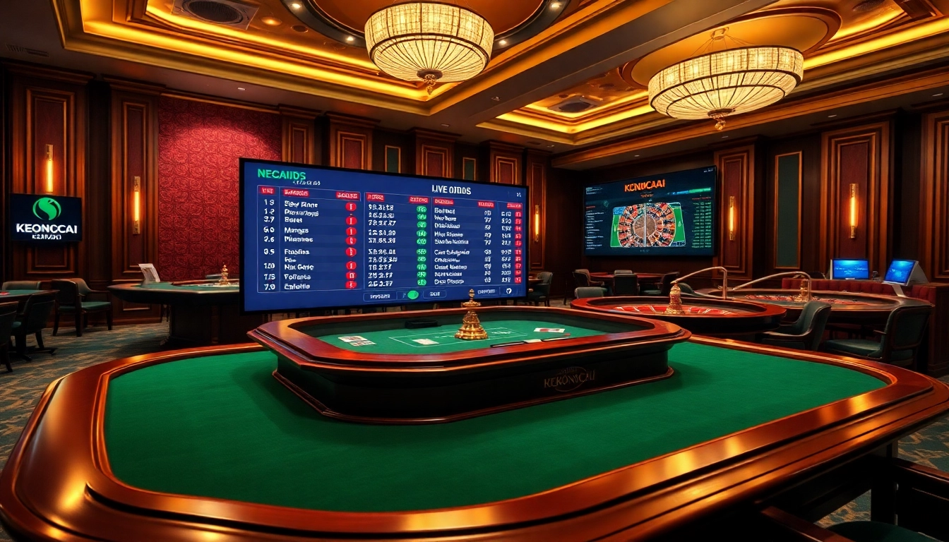 Experience thrilling betting action at KEONHACAI's luxurious casino table with dynamic live odds.