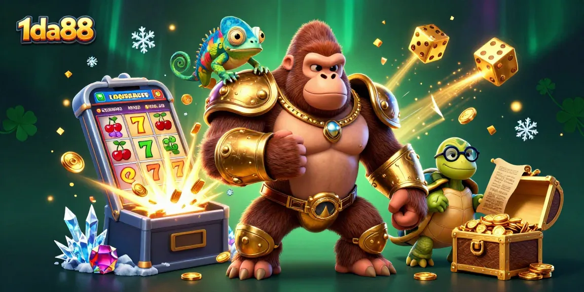 Engage with the thrilling world of 1da88 as characters celebrate a jackpot in an exciting casino scene.