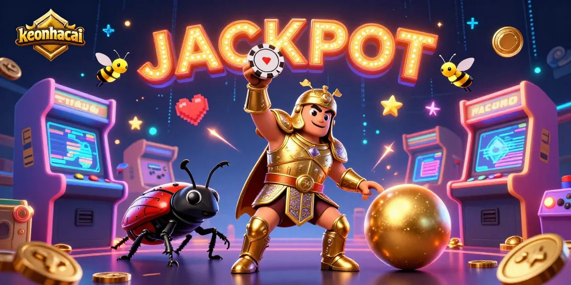 Join the keonhacai action as the victorious beetle lifts a poker chip amidst vibrant casino fun.