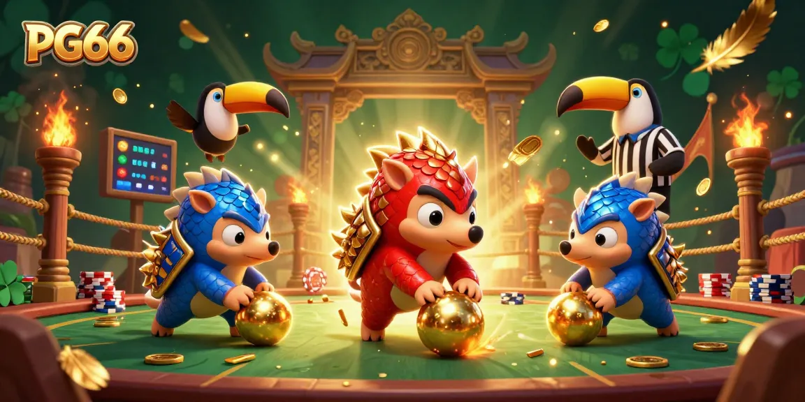 Experience thrilling PG66 betting action with rival pangolins and dynamic casino elements.